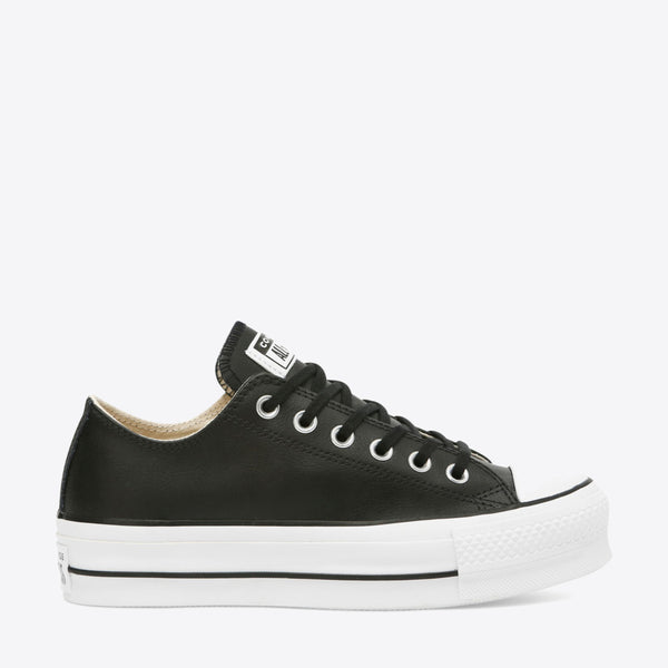 Buy CONVERSE Chuck Taylor All Star Leather Lift Low Black White Online Pat Menzies