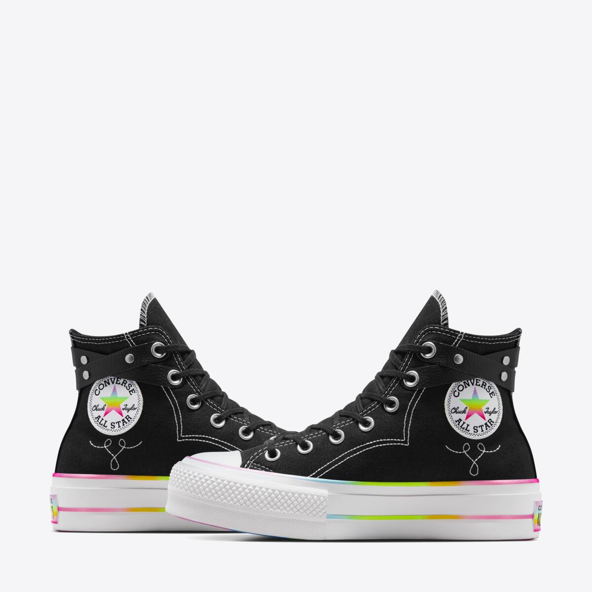 Buy CONVERSE Chuck Taylor All Star Lift Pride Hi Black Chaos Fuschia Online Pat Menzies