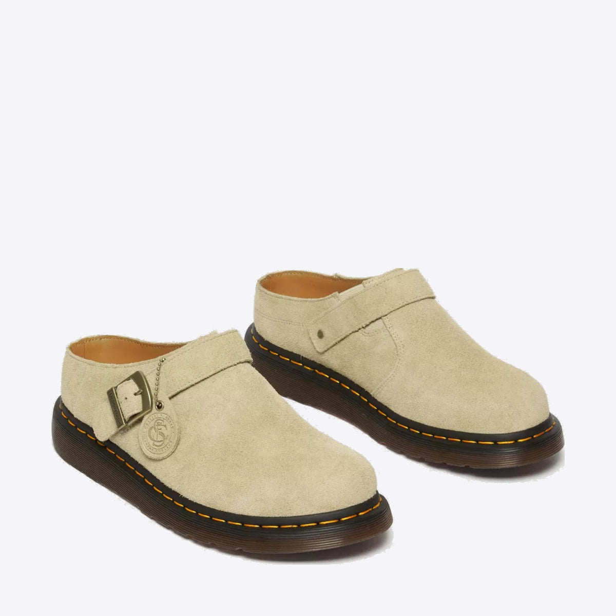 DR MARTENS Isham Desert Oasis Suede Mules Parchment - Image 5