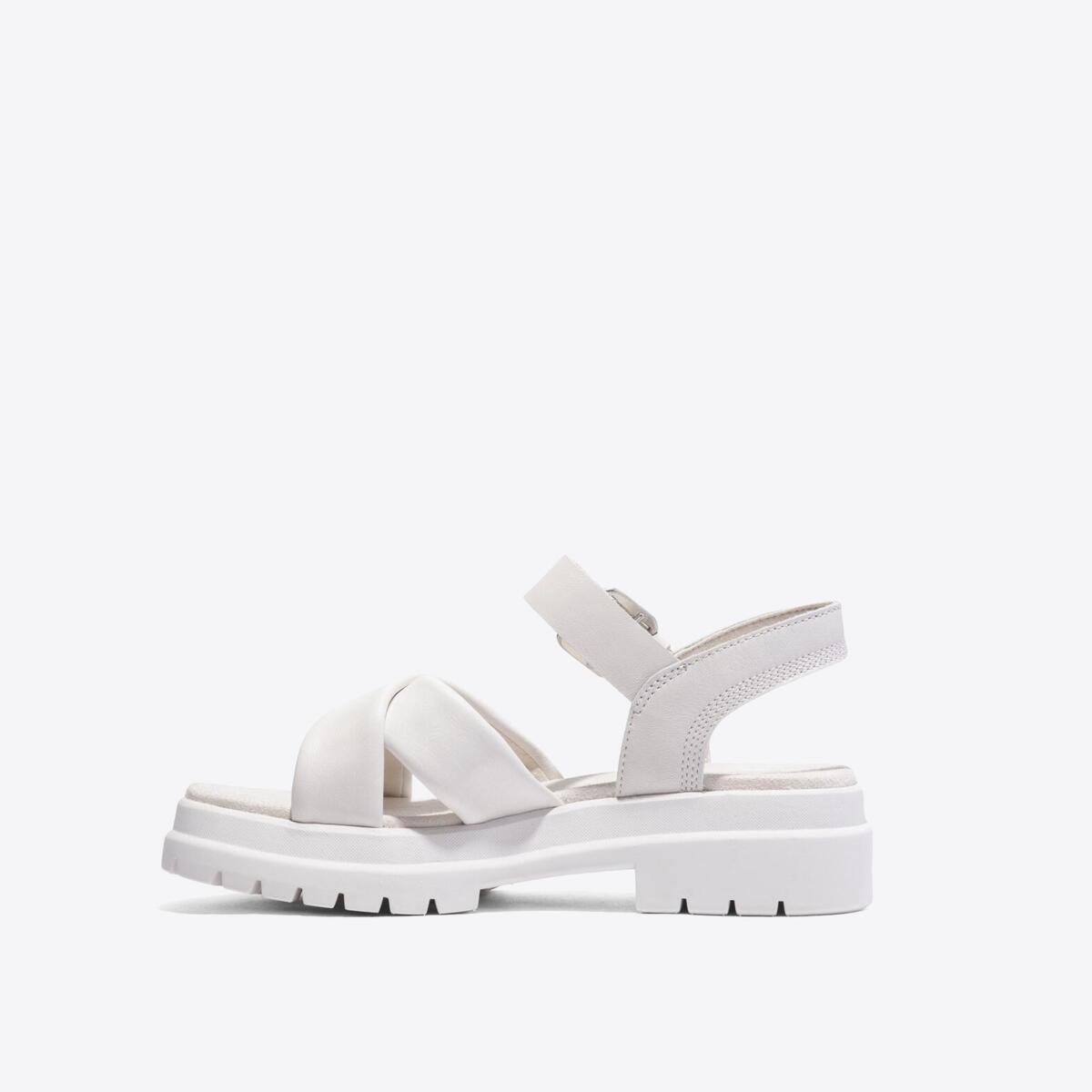 TIMBERLAND Womens London Vibe Cross Strap Sandal White Full Grain - Image 6