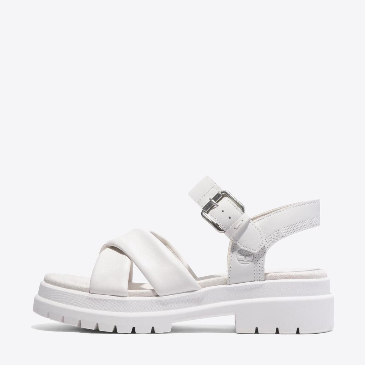 TIMBERLAND Womens London Vibe Cross Strap Sandal White Full Grain - Image 7