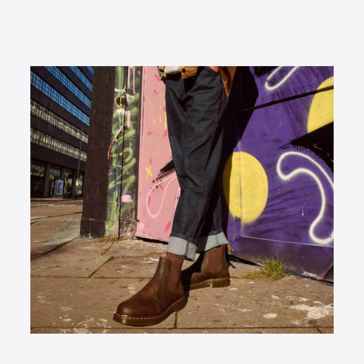 Buy DR MARTENS 2976 Yellow Stitch Crazy Horse Chelsea Boot Dark Brown Online Pat Menzies