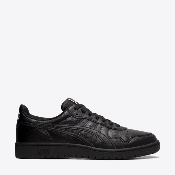 Asics mens black leather shoes online